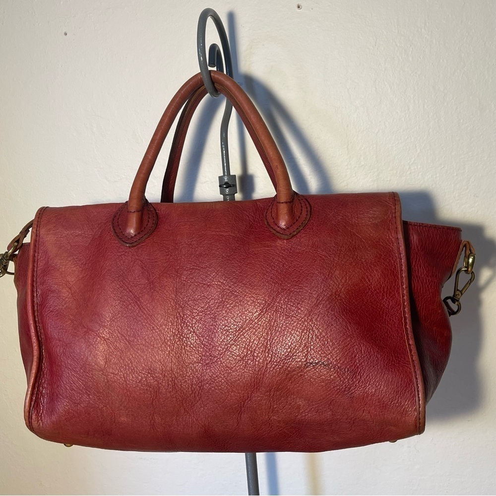 1937 Accessories Camden Leather Doctor Bag Burgundy Satchel Crossbody Purse